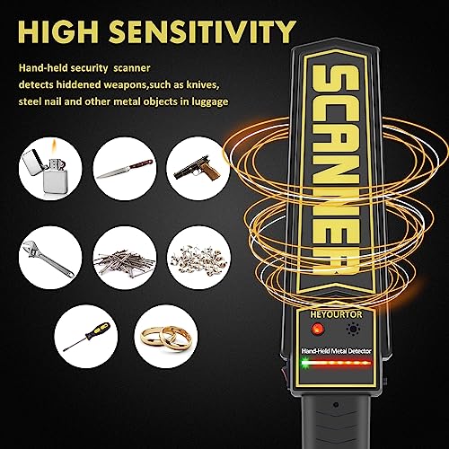 Metal Detector Wand - Handheld Security Wand,Metal Detector,High-Sensitivity Accuracy Safety Bars for Lumber Woodworking (with Light) HEYOURTOR