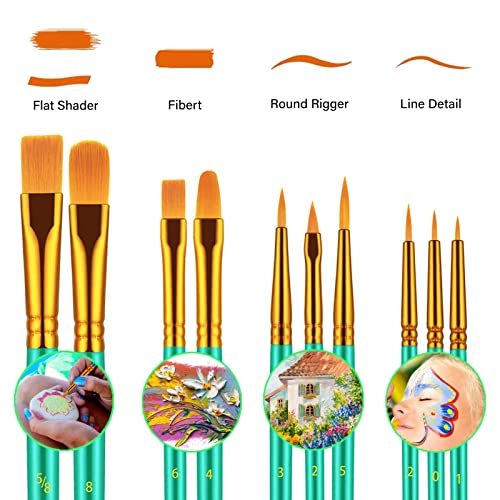 Paint Brushes Set, 60 Pcs Paint Brushes for Acrylic Painting, Oil Watercolor Acrylic Paint Brush, Artist Paintbrushes for Body Face Rock Canvas, Kids Artstorys