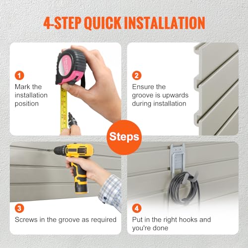 VEVOR Slatwall Panels, 4 ft x 1 ft Gray Garage Wall Panels 12"H x 48"L (Set of 2 Panels), Heavy Duty Garage Wall Organizer Panels Display for Retail VEVOR