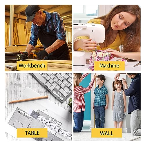 2 Pack Measure Tape with Adhesive Backing,39'' Left to Right Metal Self-Adhesive Measuring Tape Sticky Measure Tape Double Scale Sticky Tape Measure Mozeat Lens