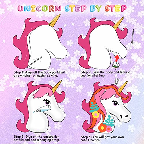 MAOROSIS Unicorn Sewing Kit for Beginner Kids Arts & Crafts 5-12 Years Girls Gift, Easy DIY Projects Unicorn Crafts Stuffed Animal Felt Plushie for - WoodArtSupply