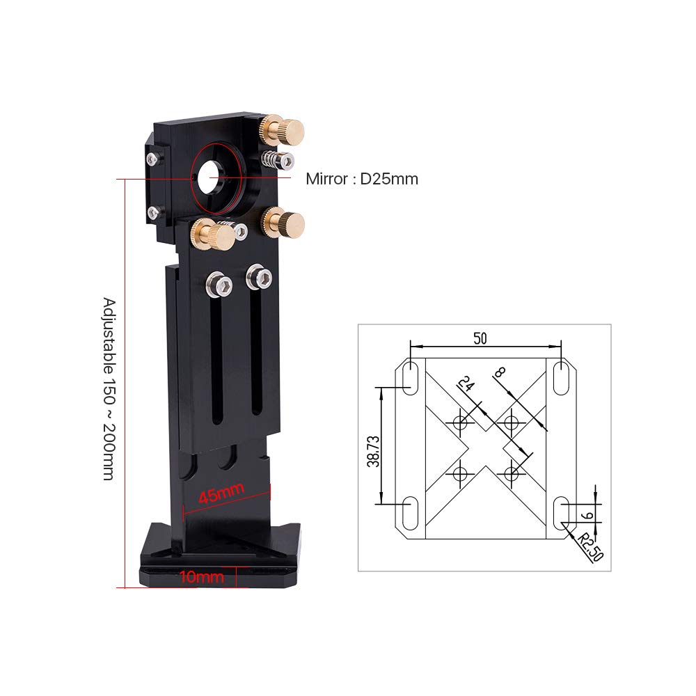 Cloudray C Series CO2 Laser Head Set for Focusing Lens D18 FL38.1& D20 FL50.8/63.5/101.6mm Mirror 25mm for Laser Engraving Cutting Machine Cloudray