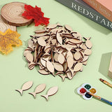 Wooden Crafts Wood Fish Cutout 50pcs Unfinished Wooden Shapes Mini Fish Shaped Slices Pieces DIY Embellishment for Summer Ocean Nautical Decoration VOSAREA