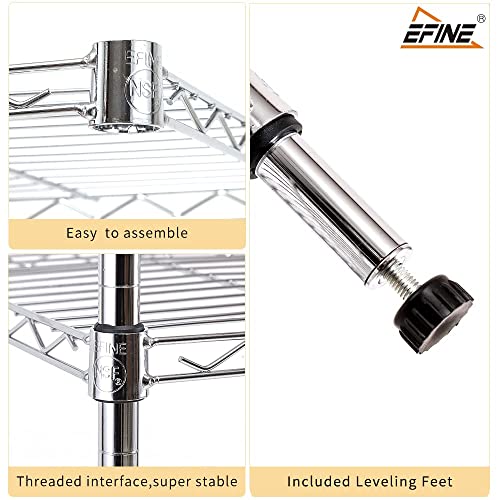 EFINE Chrome 5-Shelf Shelving Unit with Shelf Liners Set of 5, Adjustable, Steel Wire Shelves, 150lbs Loading Capacity Per Shelf, Shelving Units and Catalina Creations