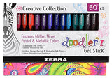 Zebra Pen Doodler'z Gel Stick Pen 1.0mm Assorted 60Pk (41960) Zebra Pen