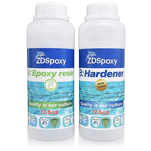 Zdspoxy Crystal Clear Epoxy Resin, Food Safe Resin for Bar Table Top, Wood, Art, Craft, Jewelry, Super Gloss Resin for Casting, Coating, Non Toxic Zdspoxy