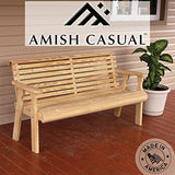 CAF Amish Heavy Duty 800 Lb Roll Back Pressure Treated Garden Bench (4 Foot, Unfinished) Amish Casual
