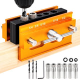 Samrira Self Centering Dowel Jig - Doweling Jig Kit for Woodworking Drill Guide For Straight Holes Wood Tools Width Adjustable with 6 Bushings + 3 Samrira