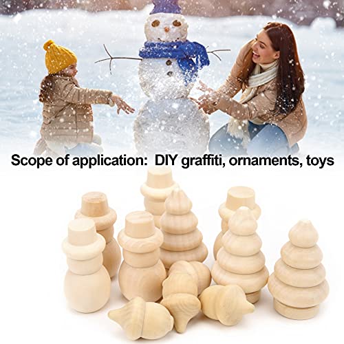 26Pcs Christmas Peg Dolls, Unfinished Wood Christmas Tree Acorn Snowman Figurines Body Shape for Arts and Crafts Children Kid Graffiti Drawing Toy - WoodArtSupply