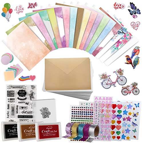 Card Making Kits For Adults And Kids- 24 Blank Greeting Cards And Envelopes With Supplies And Stamp Set- Giftable DIY Greeting Card Set- Happy Aunt Kaylee's