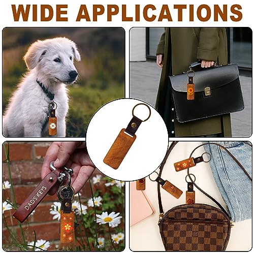 25pcs Leather Wood Keychain Blank, Wooden Keychain Blanks with Leather NQEUEPN