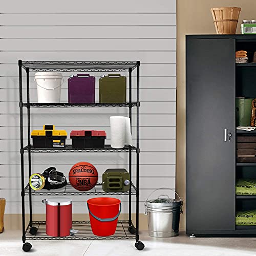 YSSOA 5-Tier Heavy Duty Storage Shelving Unit ,Black,36L x 14W x 60H Inch YSSOA