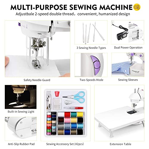 Magicfly Mini Sewing Machine for Beginner, Dual Speed Portable Machine with Extension Table, Light, Sewing Kit for Household, Travel Magicfly