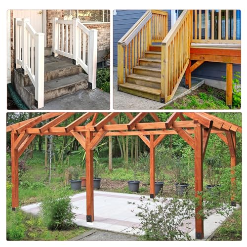 Wpbhk 4Pcs Concrete Post Anchor U Shape Fence Post Holder 4x4 Post Base Holder Ground Spike, Pergola Brackets Deck Post Base Wpbhk