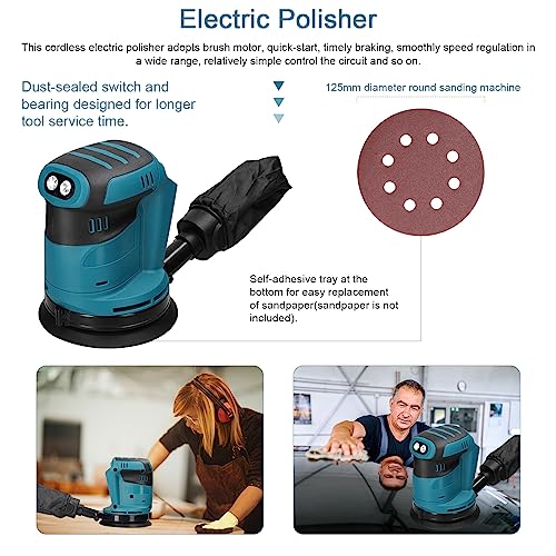 Random Orbit Sander, Weytoll 5'' Brushless Random Orbit Sander, Cordless Orbital Sander, Storage Bag, max. 24000RPM, 6 Speed variable Orbital Sander, Weytoll