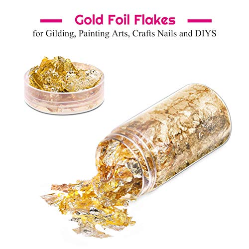 Gold Flakes for Resin, Paxcoo 15 Grams Gold Foil for Nails, Gold Foil Flakes Imitation Gold Leaf for Jewelry Resin, Nails and Jewelry Making - WoodArtSupply