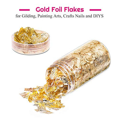 Gold Flakes for Resin, Paxcoo 15 Grams Gold Foil for Nails, Gold Foil Flakes Imitation Gold Leaf for Jewelry Resin, Nails and Jewelry Making - WoodArtSupply