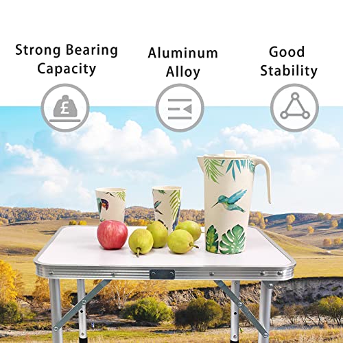 Camp Field Aluminum Folding Small Picnic Table, Adjustable Height Lightweight Portable Camping Table for Picnic Beach Outdoor Indoor (Medium) - WoodArtSupply