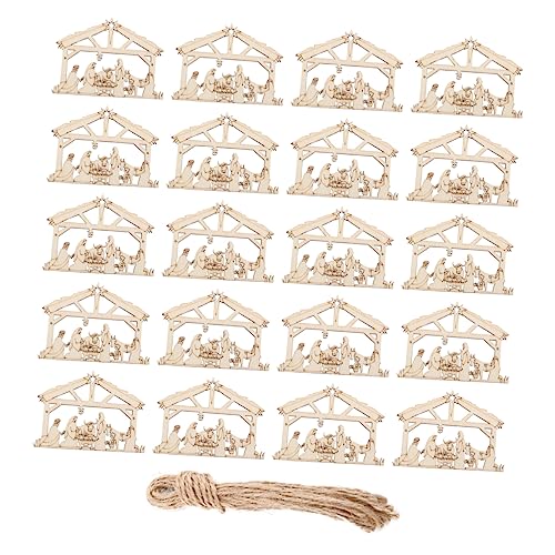 SEWACC 20Pcs Nativity Craft Wood Blank Cutouts Wood Craft Decoration Wall Decorative Patches DIY Wood Crafts Ornament Blank Wood Slices Christmas SEWACC