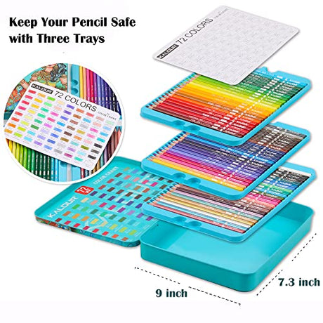 KALOUR Premium Colored Pencils,Set of 72 Colors,Artists Soft Core with Vibrant Color,Include 7 Metallic Color Pencils,Ideal for Drawing Sketching KALOUR