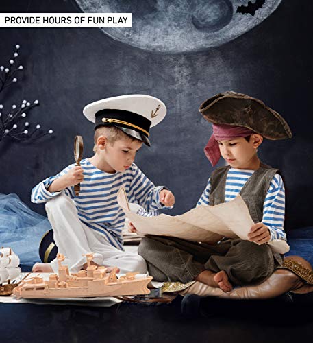 Puzzled 3D Puzzle Destroyer Warship Wood Craft Construction Kit Fun & Educational DIY Wooden Toy Assemble Model Unfinished Craft Hobby Navy Ship Puzzled