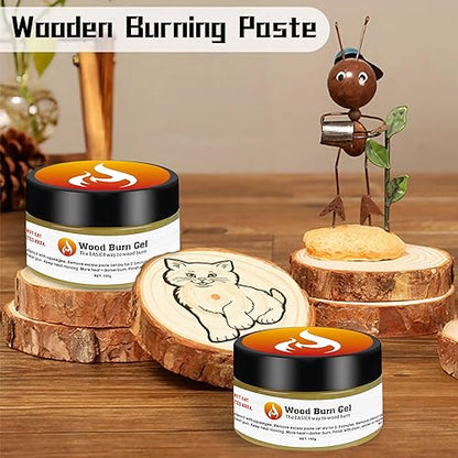 Wood Burn Paste, Log Burning Paste for Wood, 4 oz Wood Burn Gel with Spatula for Crafts, Painting and DIY Art, Create Beautiful Art in Minutes,