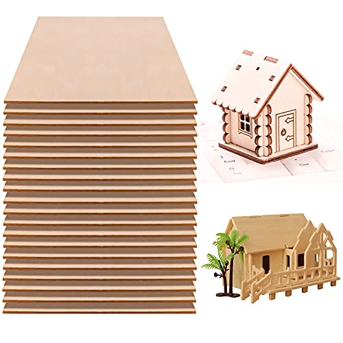 Fabbay 20 Pieces Basswood Sheets Thin Wood Sheets Craft Wood Board Unfinished Plywood for Craft DIY Wooden Plate Model Wooden House Aircraft Ship Fabbay