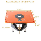 O'SKOOL Router Lift Systems for 3-1/2" Diameter Motors, 9-1/4'' x 11-3/4'' Plate 5-Piece Insert Ring Kit O'SKOOL
