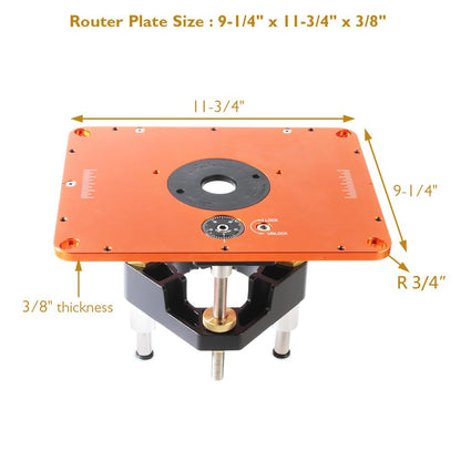 O'SKOOL Router Lift Systems for 3-1/2" Diameter Motors, 9-1/4'' x 11-3/4'' Plate 5-Piece Insert Ring Kit - WoodArtSupply