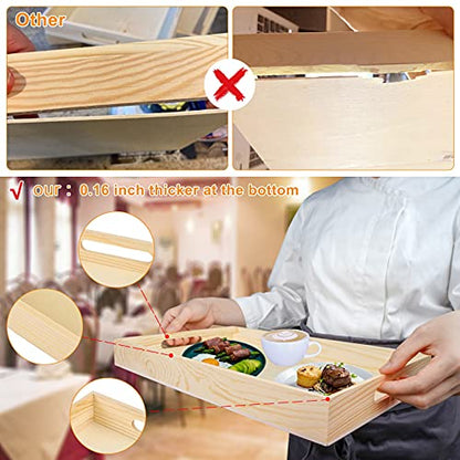 6 Pcs Wooden Serving Trays - Unfinished Reinforced Wooden Decorative Trays with Handles, DIY Crafts Differdent Food Tray Set for Breakfast, Dinner,