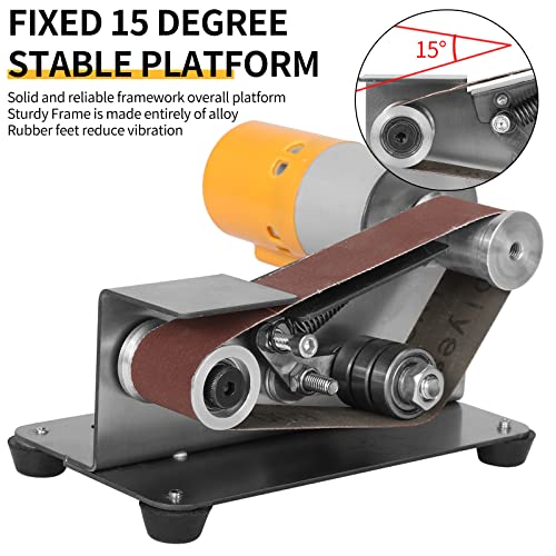 NunDunco Mini Belt Sander - 15 Degree Knife Sharpener Electric Bench Grinder Sanding Machine, 7 Adjustable Speed Table Top Polisher for DIY NuoDunco
