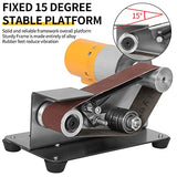 NunDunco Mini Belt Sander - 15 Degree Knife Sharpener Electric Bench Grinder Sanding Machine, 7 Adjustable Speed Table Top Polisher for DIY NuoDunco