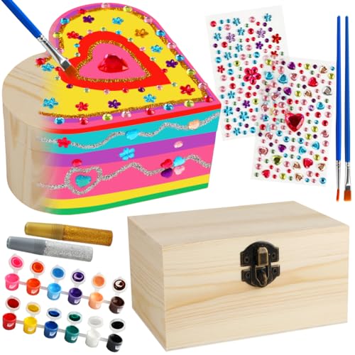 SUPREME XMAS Crafts for Girls Ages 8-12, 2 Pack Paint Your Own Wooden Jewelry Box Kit Arts and Crafts Kit for Kids Ages 4-6 6-8 Creative DIY Activity - WoodArtSupply