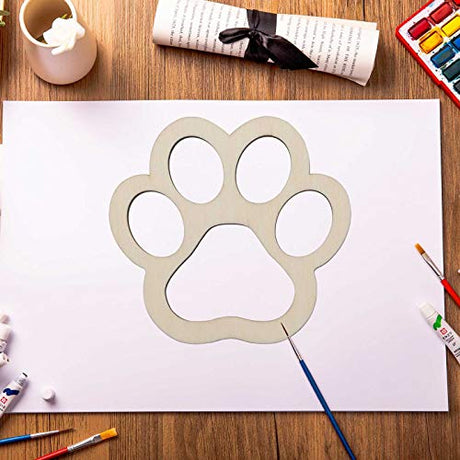 JANOU 6pcs Big Paw Shaped Wooden Cutouts Dog Cat Claws Cutouts Unfinished Wood Pet Paw Wood DIY Craft Embellishments Gift Ornaments Decoration, JANOU