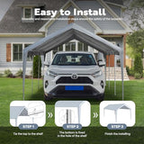 VIVOHOME 12x20ft Carport Replacement Canopy Cover, 180G Waterproof & UV Protected Tarp with 48 Elastic Buckles Suit for Garage Shelter, Frame is Not VIVOHOME