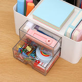 LETURE Desk Organizer with 2 Drawer, Plastic Desktop Pen Pencil Card Holder Storage Box for Desk, Office Supplies, Vanity Table Office School Home LETURE