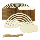 30 Pieces Rainbow Wood DIY Crafts Unfinished Wooden Cutouts Wood Discs Slices for Kid's DIY Projects Spring Summer Christmas Party Decorations (3.9 x JEKEJIAJIU
