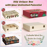 ZKHOB 2 Pack Unfinished Wooden Box with Lid Small Wood Boxes(12 x 9x 3.1 inch) Natural Pine Wooden Box for Crafts,Wooden Gift Boxes,Memory keepsake ZKHOB