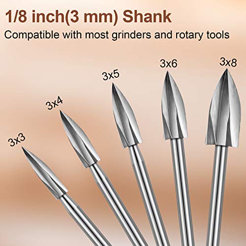 Honoson 15 Pieces Wood Carving and Engraving Drill Bit Set, Including Engraving Drill Accessories Bit and HSS Carbide Wood Milling Burrs for DIY Honoson