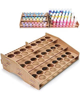 tinctor Wooden Paint Organizer & Paint Brush Holder, for 44 Bottles & 22 Brushes - Paint Holder for Acrylic Painting, Paint Rack for Miniature Paint tinctor