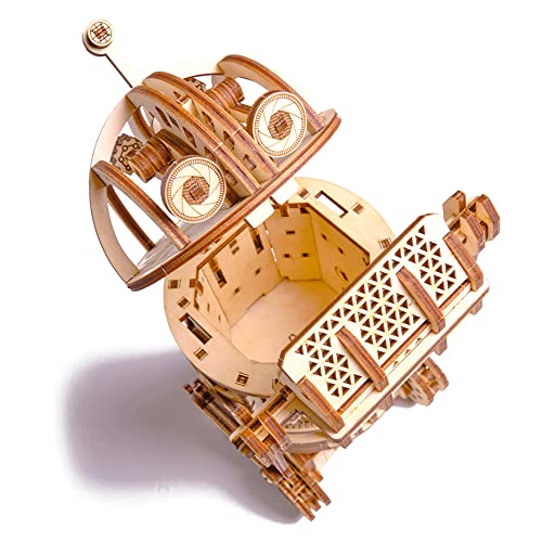 Wood Trick Space Junk Robot 3D Wooden Puzzles for Adults and Kids to Build - Rides up to 13 ft - 9.5x6.7 in - Model Kits for Adults - Engineering DIY Wood Trick