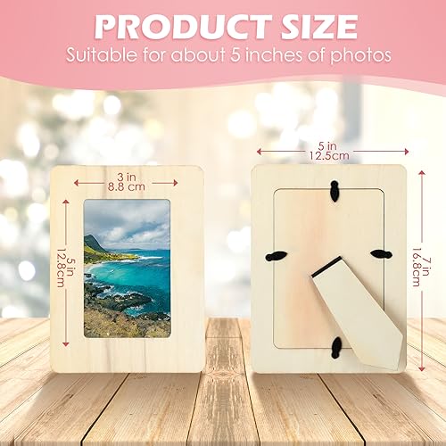 Barydat 24 Pcs Unfinished Wooden Craft Frames for 3" x 5" Photos DIY Photo Frames Paintable Picture Frames Wood Frames for DIY Painting Project - WoodArtSupply