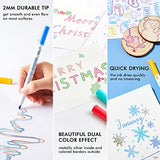 Shuttle Art Double Line Outline Markers, 40 Colors Squiggles Shimmer Markers Set, Self Outline Metallic Marker Pens for Art, Drawing, Doodling, Card Shuttle Art