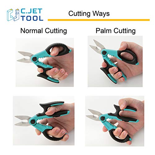 C.JET TOOL 7" Stainless Professional Electrician Scissors Multi-Grip Design Aluminium Copper Soft Cable - WoodArtSupply