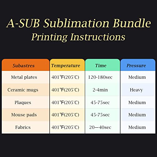 A-SUB Sublimation Paper 125gsm and Sublimation Ink Bundle Kit for Heat Transfer on Tumblers, Tee shirt, Mugs,etc. to Personalize your Holiday Gift A-SUB