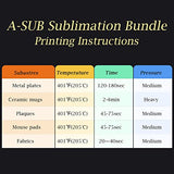 A-SUB Sublimation Paper 125gsm and Sublimation Ink Bundle Kit for Heat Transfer on Tumblers, Tee shirt, Mugs,etc. to Personalize your Holiday Gift A-SUB