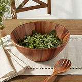 Lipper International Acacia Round Flair Serving Bowl for Fruits or Salads, Large, 12" Diameter x 4.5" Height, Single Bowl Lipper International