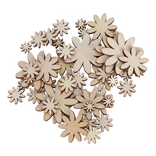 250Pcs Wooden Flowers Wood Cutout Flower Shape Unfinished Wooden Flower Slices with Mixed Sizes for Christmas Wedding Party DIY Crafts Decor TOPINCN