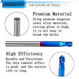 Hakkin 20 Pcs Carbide Rotary Burrs Set, End Mill CNC Router Bit, 1/8" Shank Nano Blue Coating Ball Nose End Mill, Double Cut Coat Rotary Drill for Hakkin