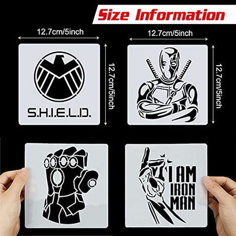 25 Pcs Superhero Stencils for Painting on Wood Canvas - Kids Drawing Painting Stencil Art Supplies Superhero Avatars and Logo Stencils for Home Decor CZONG